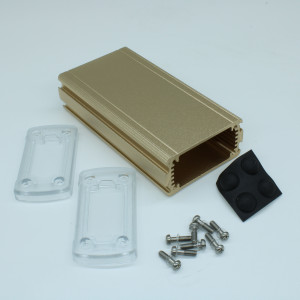 ALUG702GD120-C, Алюминиевый золотой корпус с прозрачными пластиковыми торцевыми панелями