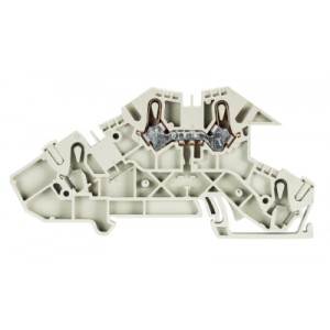 Этажная клемма WKIS 2,5 D, Этажная клемма, 2 этажа, тип фиксации провода: пружинный, номинальное сечение: 2,5 мм кв., 24A, 400V, ширина: 5 мм, цвет: серый, тип монтажа: DIN35