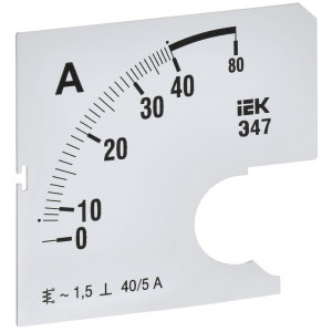 Шкала смен. для амперметра Э47 40/5А-1,5 72х72мм IPA10D-SC-0040