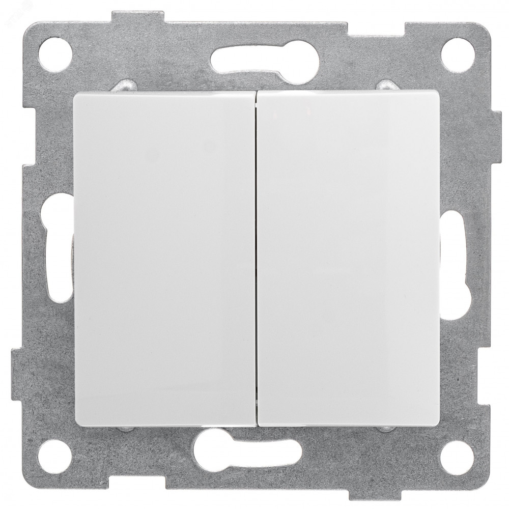 Изображение товара Выключатель двухклавишный 10А белый механизм скрытый 250В