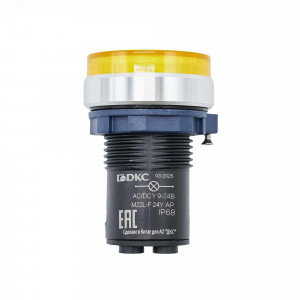 Индикатор сигнальный со встроенным диодом 9-24В, желтый, алюминий, зажим Plug-In M22L-F24YAP