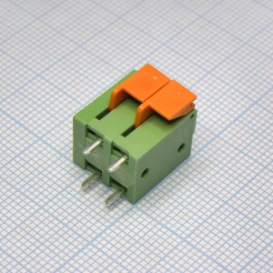 DG142V-5.08-02P-14-00A(H), Нажимной безвинтовой клеммный блок 2 контакта. Зажим типа торцевой контакт. Серия DG142V-5.08