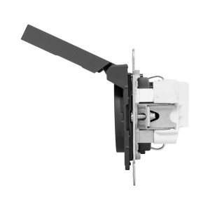 Механизм розетки, 16А, IP44, с заземлением, со шторками, c крышкой, ч-рный Эпика EKF UP1-SOB-111-44