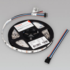 Лента DMX-B60-10mm 12V RGB-PX3 (14 W/m, IP20, 5060, 5m) 039174, Светодиодная лента DMX-B60, открытая IP20, с микросхемой GS8516. Светодиоды 5060, 60 шт/м (1 pixel = 3 LED), белая плата, скотч 3М. Цвет RGB, угол 120°. Питание 12 В, мощность 14 Вт/м (70 Вт на 5 м). Размеры 5000x10x2.2 мм. Мин. отрезок 50 мм, 3 светодиод