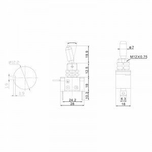 Тумблер 12V 20А (3c) ON-OFF однополюсный с синей LED подсветкой (ASW-07D) 36-4331