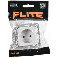 FLITE Розетка с заземлением без защитных шторок безвинтовое крепление 16А РС11-1-ФлБ белый IEK FI-R11-16-1-K01
