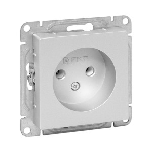 Механизм розетки, 16А, без заземления, без шторок, алюминий Эпика EKF UP1-SOA-100