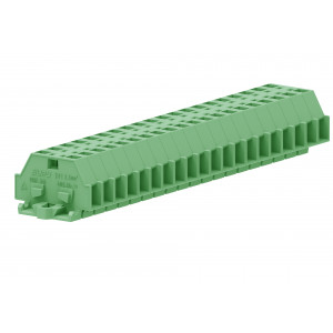 Проходная клемма (MINI) 241306, Проходная клемма, MINI, боковой подвод кабеля, 2 точки подключения, тип фиксации провода: пружинный, номинальное сечение: 2,5 мм кв., 24A, 500V, ширина: 6 мм, цвет: зеленый, тип монтажа: монтажные фланцы