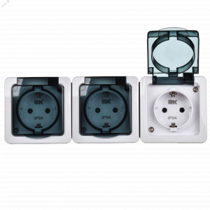 Розетка 3-м ОП Гермес Plus РСб23-3-ГПБд 16А IP54 с заземл. с дым. крышкой бел. ERMP32-K03-16-54-EC