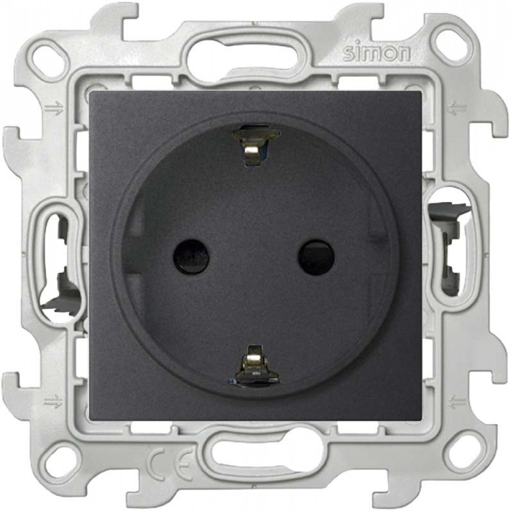 Изображение товара Розетка Simon 1-м СП 24 16А IP20 графит защитные шторки механизм 2420432-038