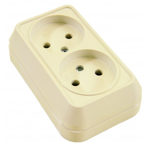 Розетка 2-м ОП 16А IP20 без заземл. крем. 45217