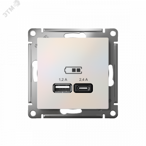 Розетка USB AtlasDesign тип A+C 5В/2.4А 2х5В/1.2А механизм жемчуж. SE ATN000439