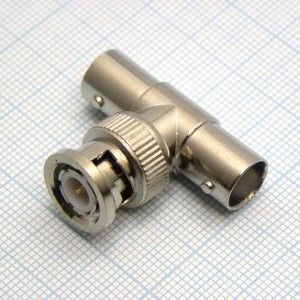 BNC штекер - 2*BNC гнезда (T-connector), ВЧ переходник