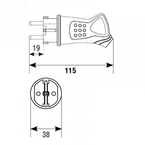 Вилка с ушком c/з каучук 16А 250В IP44 цвет красный (еврослот) 3071