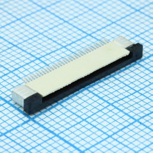 DS1020-12-32VBT1A-R, Разъем FPC 32 конт. шаг 0.50 мм SMT ZIF, поверхн. монтаж на плату, горизонтальный