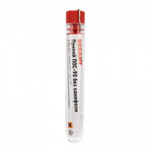 Припой ПОС-30   1.0мм  10гр. колба, Припой проволочный без канифоли REXANT (олово 30%, свинец 70%), колба