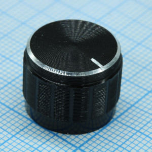 17X13HL, Ручка управления на вал 6 мм с насечкой, чёрная D=17мм, h=13мм