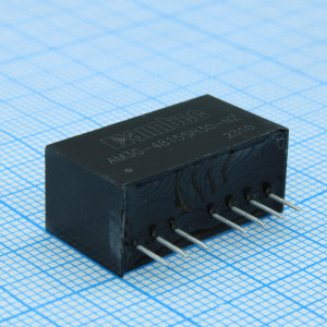 AM3G-4815SH30-NZ, DC/DC, 3Вт, вход 36…75В, выход 15В/0.2А, изоляция 3000В DC, КПД 84%, максимальная емкостная нагрузка не более 470мкФ, вход On/Off, SIP8, 22x9.5x12мм, -40…100°C, пластик
