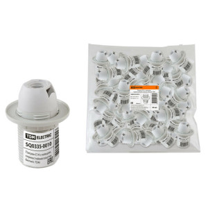 Патрон Е14 с кольцом, термостойкий пластик, белый, SQ0335-0010