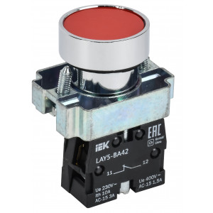 Кнопка LAY5-BA42 без подсветки красн. 1р BBT61-BA-K04