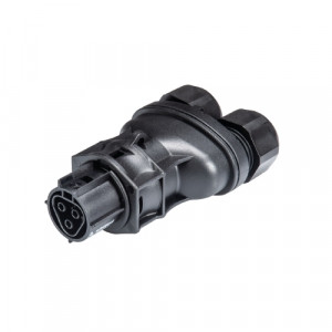 Сплиттер на кабель RST20I3S B1 ZRY SW, Сплиттер, розеточный разъем на кабель диаметром 10-14 мм, 3 полюса, тип фиксации провода: винтовой, номинальные характеристики: 250/400V, 20A, цвет корпуса: черный, цвет контактной вставки: черный, серия RST Classic