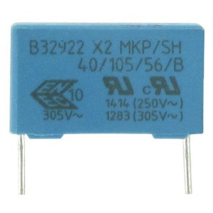 B32922H3334M, Защищенные конденсаторы 0.33uF 305Vac X2 LS=15mm AEC-Q200