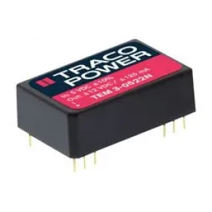 TEM 3-0522N, Преобразователь DC/DC на печатную плату вход 5В двуполярный выход ±12В 0.125A/-0.125A 3Вт 12-Pin DIP модульный