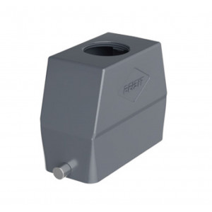 Крышка разъема H16B-TOH-2PR-M32, Крышка разъема на кабель, типоразмер 16B, высокое исполнение, без уплотнителя, 1 отверстие с резьбой для кабельных вводов M32x1,5, с верхним расположением, без защелки (упоры под одну защелку), материал корпуса: алюминиевый сплав