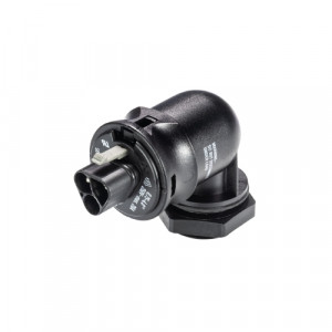 Вилочный разъем в панель RST20I3S S1 M91V SW, Вилочный разъем в панель, М25, 3 полюса, угловой 90 гр., тип фиксации провода: винтовой,номинальные характеристики: 250/400V, 20A, цвет корпуса: черный, цвет контактной вставки: черный, серия RST Classic