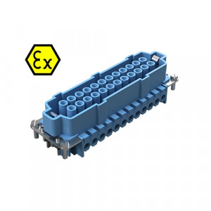 Розеточная контактная вставка EX BUS 24 2,5 09IA AU, Розеточная контактная вставка взрывозащищенного разъема REVOS Ex, Size 24, винтовая фиксация, с защитой провода, 24 полюсов + РЕ, 90 V, до 16 A, тип покрытия контактов: золото