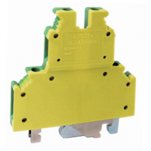 Заземляющая клемма UKJ-4/2X2NJD, Заземляющая этажная клемма, 2 этажа, тип фиксации провода: винтовой, номинальное сечение: 4 мм кв., ширина: 6,2 мм, цвет: желто-зеленый, тип монтажа: DIN35