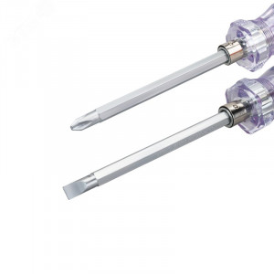 Отвертка комбинированная прозрачная рукоятка двухсторонний стержень 120мм (крестовая PH2 шлицевая SL 6мм) 12-4742, Комбинированная, прозрачная рукоятка