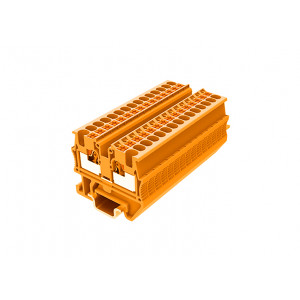 Проходная клемма TPM1.5-2-OG, Проходная клемма, тип фиксации провода: Push-in, номинальное сечение: 1.5 мм кв., 17,5A, 500V, ширина: 3,5 мм, цвет: оранжевый, тип монтажа: DIN15