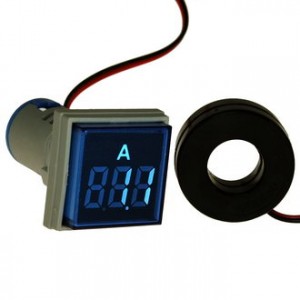 DMS-224, Цифровой LED амперметр AC 0-100А, AD16-22AMS, синий, установка на панель в отв d=22мм