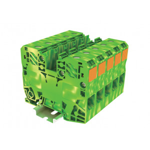 Заземляющая клемма TAPO35-2-PE, Заземляющая клемма, тип фиксации провода: пружинный, номинальное сечение: 35 мм кв., ширина: 16 мм, цвет: желто-зеленый, тип монтажа: DIN35