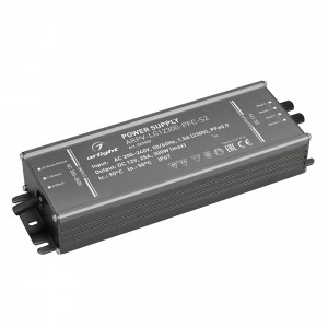 Блок питания ARPV-LG12300-PFC-S2 (12V, 25.0A, 300W) 022929, Источник напряжения с гальванической развязкой для светодиодных изделий. Входное напряжение 200-240 VAC. Выходные параметры: 12 В, 25 А, 300 Вт. Встроенный PFC >0,9. Герметичный алюминиевый корпус IP 67. Рабочая температура -40…+50C?. Габаритные размеры д