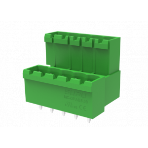 Вилочный разъем на плату MC-DPAB5.08V04-0001, Вилочный разъем, 2 этажа, вертикальный, на плату, шаг: 5.08 мм, 04х2 полюса, фиксация на плате пайкой, исполнение: стандартное, 160V, 8A, цвет: зеленый