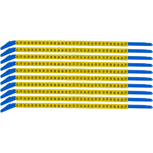 brd333200, SCNG-13-0 клипсы жёлтые, 300шт/упак, для провода 3,4-3,8мм диаметра, легенда 0