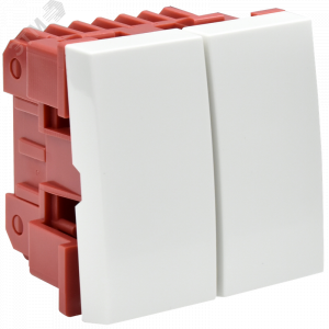 ВК4-22-00-П Выключатель проходной (переключатель) двухклавишный (на 2 модуля) ПРАЙМЕР белый CKK-40D-PD2-K01