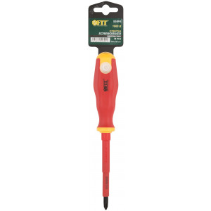 Отвертка изолированная 1000 В, CrV сталь, прорезиненная ручка 6.5х100 мм РН2 55894