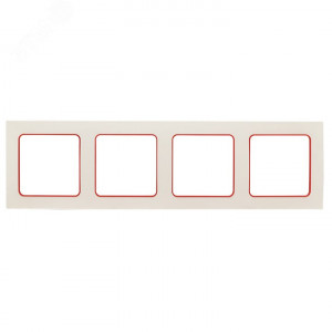 Стокгольм Рамка 4-местная белая с линией цвета красный PROxima EAM-G-305-10