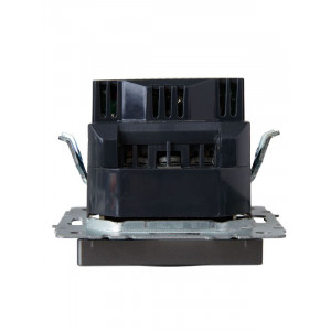 Розетка BRITE РЮш10-1-БрС 16А с USB A+A 2.1А с заземл. защ. шторки сталь BR-R14-16-U21-D21-K46