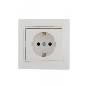Розетка 1-м СП Mira 16А IP20 с заземл. с бел. вставкой керамика бел. 701-0202-122