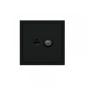 Розетка компьютерная + телевизионная 2-м ArtGallery RJ45 + TV кат.5E карбон SE GAL001089