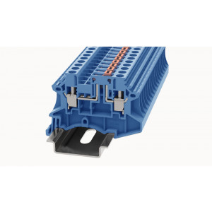Клемма с размыкателем DC4-MT-01P-12-00Z(H), Клемма с ножевым размыкателем, тип фиксации провода: винтовой, номинальное сечение: 4 мм кв., 20A, 500V, ширина: 6,1 мм, цвет: синий, тип монтажа: DIN35, втычная перемычка,