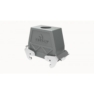 Крышка разъема D16B-TEH-2L-PG29, Крышка разъема на кабель, типоразмер 16B, высокое исполнение, без уплотнителя, 1 отверстие с резьбой для кабельных вводов PG29, с верхним расположением, с двумя защелками, материал корпуса: алюминиевый сплав