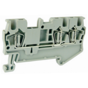 Проходная клемма UJ5-1.5/1X2, Проходная клемма, 3 точки подключения, тип фиксации провода: пружинный, номинальное сечение: 1,5 мм кв., 17,5A, 500V, ширина: 4,2 мм, цвет: серый, тип монтажа: DIN35