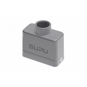 Крышка разъема S10A-TE-2B-M20, Крышка разъема на кабель, типоразмер 10A, с уплотнителем, 1 отверстие с резьбой для кабельных вводов M20x1,5, с верхним расположением, без защелки (упоры под одну защелку), материал корпуса: алюминиевый сплав