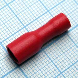 FDFD2-187(8)  Red, наконечник кабельный ножевой (гнездо) полностью в изоляции 0.8х4.75мм, сеч. пров. 1.5-2.5мм2