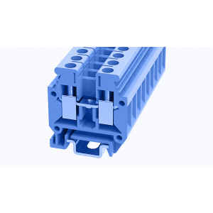PCMB4-01P-12-00Z(H), Проходная клемма, тип фиксации провода: винтовой, номинальное сечение: 4 мм кв., 32A, 500V, ширина: 6,2 мм, цвет: синий, зажимная клетка - латунь, винтовая перемычка, тип монтажа: DIN15